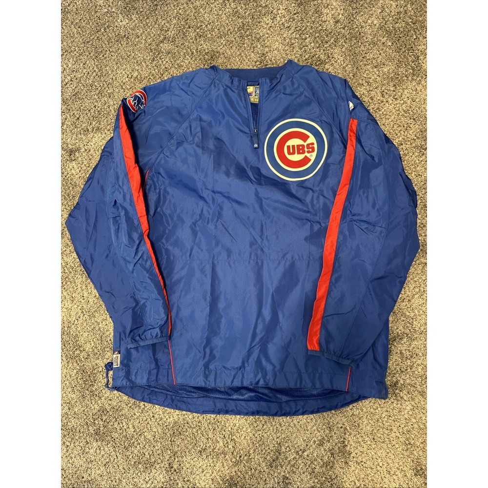 XXL Vntg Chicago Cubs Authentic Majestic Baseball Rain Wind Pullover  Jacket